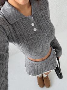 Jeanoix Jeanoir 两件套毛衣和羊毛裙套装，秋季女装