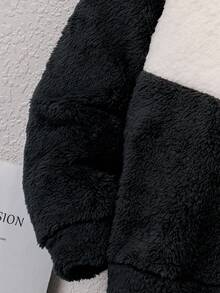 SHEIN Tween Boy Plush Patchwork Zipper Economy Jacket Boys Fall Clothes Kids Fall Clothes Fall Blouses Kids Winter Clothes Toddler Boy Fall Clothes Cute Sweater Halloween Kids Clothes Fall Blouses Fall Shirts Halloween Shirt Black Shirt Suitable For Commuting To School Daily Leisure College Travel Suitable For Sports Suitable For Fall And Winter Season - Burgundy - View 6