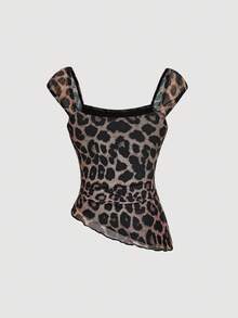 SHEIN MOD Bộ 2 mảnh áo và chân váy lưới ôm sát họa tiết da báo thắt nơ, mùa thu, trang phục kiểu Pháp, thư giãn ngoài trời, quyến rũ, sang trọng mùa thu, phong cách mới mùa thu dành cho nữ, cổ điển, họa tiết da báo, bộ hai mảnh chân váy, bộ đồ da báo, bộ chân váy nữ - Nhiều màu - Xem 4