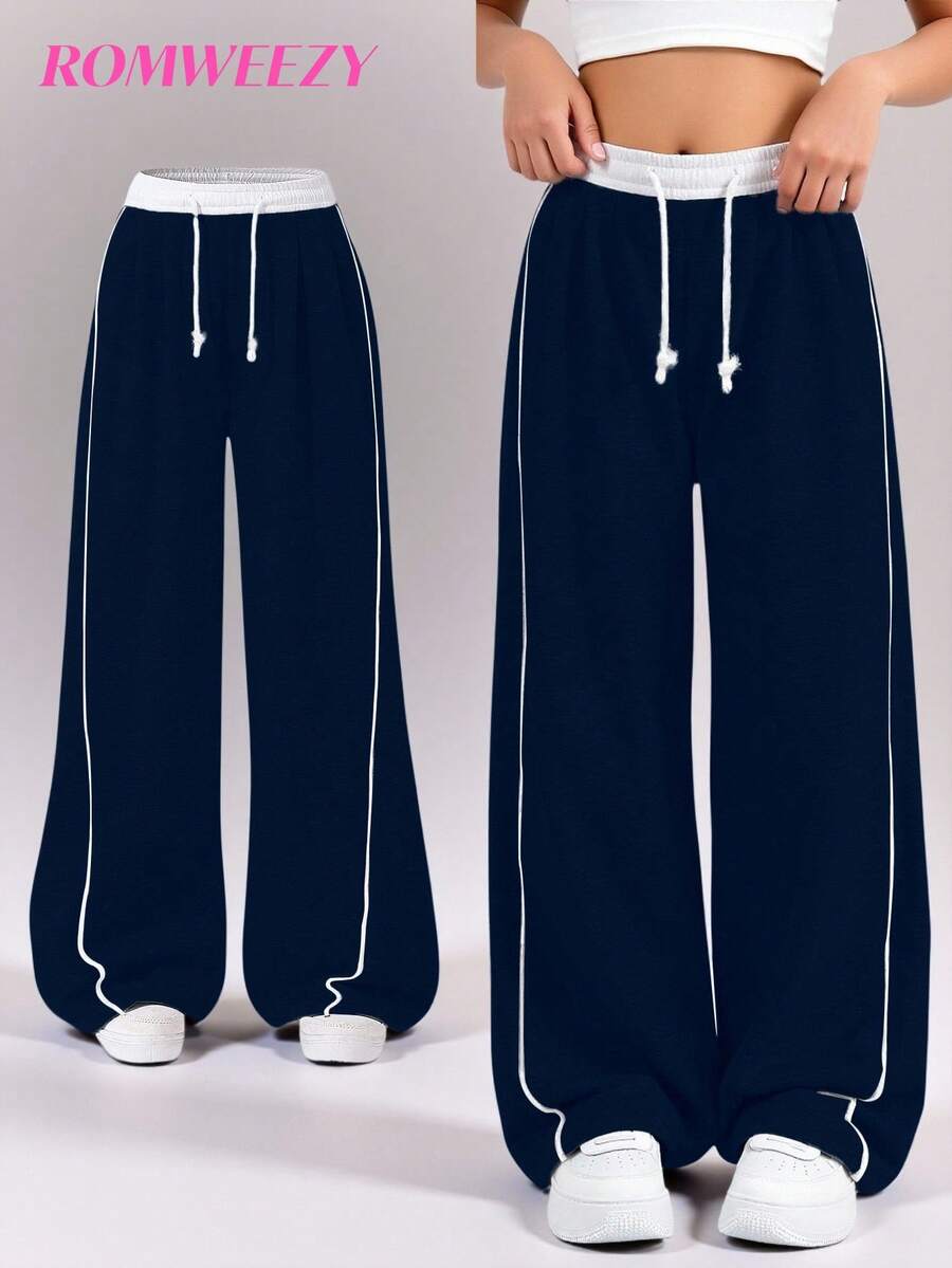 Sparklyn 1pc Tween Girls' Loose Casual Sports Sweatpants, Solid Color Fall Winter