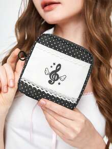 ROMWE Kawaii Túi đựng mỹ phẩm cỡ lớn, dày dặn, họa tiết hoạt hình tương phản, ren, kiểu retro dành cho nữ, túi vuông nhỏ 442464 - Hồng - Xem 9