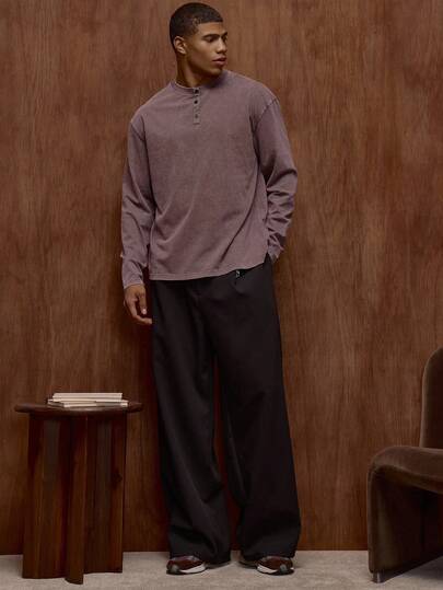 Musero 长袖水洗微褶纽扣宽松T恤 秋冬/春夏