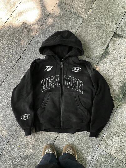 GENIUS ODE sweat-shirt à capuche zippé décontracté pour homme avec imprimé graphique de lettre, manches longues, automne. sweat-shirt à capuche vintage avec fermeture éclair pour la sortie, cadeau pour amis, mari, petit ami