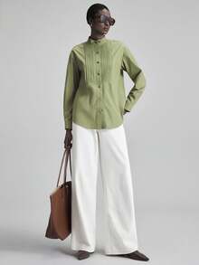 Ontre 2022 年新款女装，适合秋冬季、所有季节、返校、万圣节、圣诞节、女教师装、外出装、婚礼宾客礼服、优雅婚礼宾客服装、教堂装、女士商务休闲装、梭织面料、宽松版型、女士衬衫、商务休闲装、通勤装、日常装、新年装、女士圣诞装 - 綠色 - 查看 2