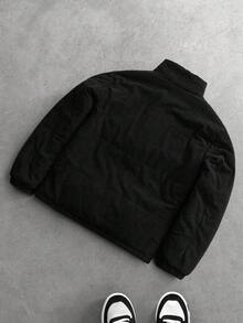 PAVTROS Men's Solid Color Stand Collar Warm Zip-Up Casual Winter Coat