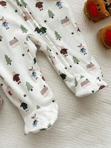 2pcs Newborn Baby Boy/Girl Cute Cartoon Print Knit Long Sleeve Romper Pajamas Set - Multicolor - View 7