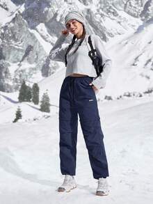 In My Nature 女式字母印花抽绳腰部褶皱口袋户外裤 - 藏蓝色 - 查看 8