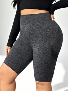 Auralis Athleisure 女式加大码网眼运动短裤、紧身短裤、瑜伽短裤、冬季女式运动短裤、女式慢跑裤、冬季女式运动服 - 深灰色 - 查看 2