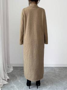 Selianne 25-30+ 休闲派对优雅仿毛领超长外套，冬季 - 棕色 - 查看 2