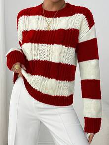 EMERY ROSE Solid Color Round Neck Casual Long Sleeved Sweater Pullover For New Year Clothes - Multicolor - View 5