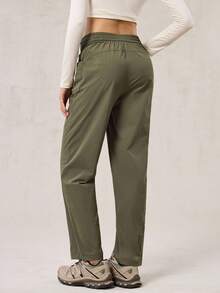 OutZeal 女士防水弹力可调节腰带贴袋户外裤，适合徒步露营，秋冬季穿着 - 綠色 - 查看 9