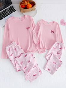 Genkimix Kids 女童蝴蝶印花白色长袖上衣和配套蝴蝶印花裤撞色边家居服套装 - 彩色 - 查看 7