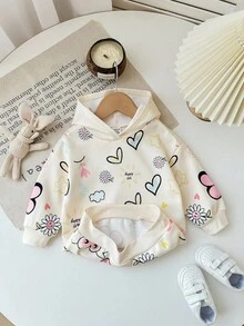 SHEIN Baby Girl Cute Floral Pattern Knit Sweatshirt, Versatile For Autumn/Winter Fall - Multicolor - View 7