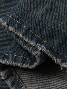 DAZY 女式口袋阔腿宽松休闲百搭牛仔裤，宽松牛仔裤 - 深灰色 - 查看 7