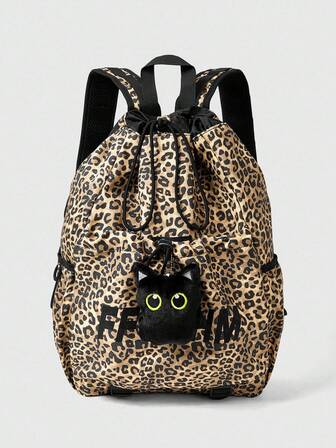 Grunge Punk Punk School Style Cat Paw, Bone, Star & Striped Color Block Multi-Pocket Unisex Backpack, Large Capacity For Commute And School Useback To School Essentials, Bags For University, University Essentials