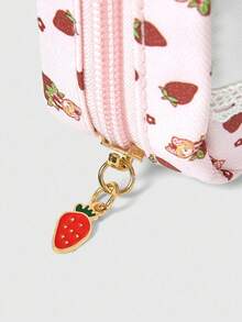 ROMWE Kawaii Túi đựng mỹ phẩm cỡ lớn, dày dặn, họa tiết hoạt hình tương phản, ren, kiểu retro dành cho nữ, túi vuông nhỏ 442464 - Hồng - Xem 6