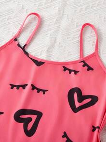 Dream Adore 3件套可爱睫毛和心形印花女士睡衣套装 - 粉色 - 查看 4