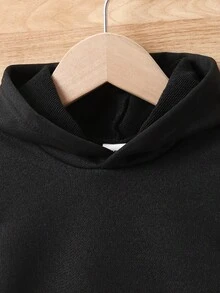 GraphicGems 2 件套女婴兔子卡通动物图案印花连帽卫衣和长裤套装，秋冬基本日常装 - 黑色 - 查看 7