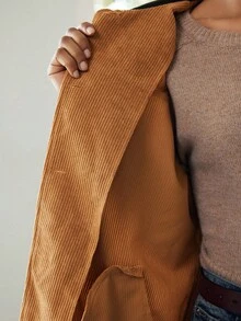 Lumivelle Women's Regular Oversized Lapel Wide-Cut Brown Regular Casual Jacket, Suitable For Commuting And Outdoor Wear - Brown - View 8