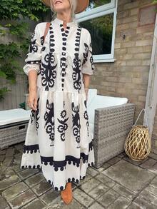 Vivie Lora 女士波西米亚风连衣裙长裙 - 白色 - 查看 2