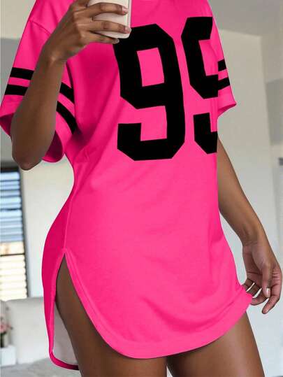 Maweii Plusstorlekar Dam Home Casual Digitaltryckt Randig T-shirt