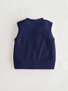 Cozy Pixies Baby Boy Casual Versatile V-Neck Sleeveless Cardigan Autumn Winter Clothes For Girl - Navy Blue - View 2