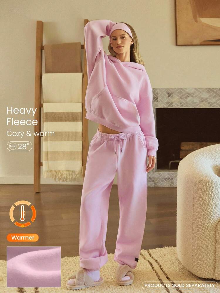 Heavyweight Fleece Oversized Fit Adjustable Drawstring Waist Basic Joggers With Side Pockets Daily Casual Thermal Warm Winter Valentine's Day