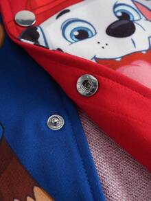 SHEIN | PAW Patrol Young Boy Colorblock Dog Graphic Loose Fit Baseball Jacket, Autumn/Winter Fall