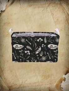 ROMWE Goth 充滿叢林植物骨骼圖案的收納籃，適用於客廳、書房、臥室、浴室 - 黑色 - 查看 1