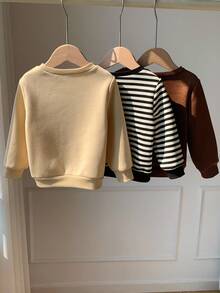 SHEIN 3 件套男婴/女婴可爱字母印花保暖长袖运动衫，男女通用婴儿服装，婴儿冬装