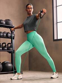 Powerista Áo thun thể thao tay cánh dơi hở lưng cho nữ tập gym - Màu xám đen - Xem 6