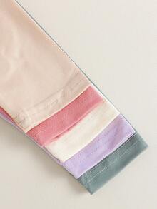 SHEIN Playful Pals 5 قطع تيشيرتات كاجوال طويلة الأكمام بياقة دائرية مناسبة للبنات الصغيرات، مناسبة للربيع والخريف والعطلات والاستخدام اليومي والخروجات والمدرسة، مريحة وجذابة للخريف والشتاء