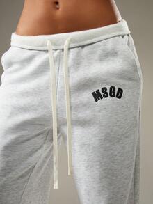 MISSGUIDED MSGD Wide Leg Sweatpants Relaxed Fit Drawstring Waistband French Terry Loungewear Winter Casual Comfortable Streetwear Athleisure Pants - Light Grey - View 4