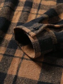 Manfinity Homme Men's Casual Single-Breasted Pocket Long Sleeve Shacket, Autumn Men Streetwear Flannels, Winter - Multicolor - View 3