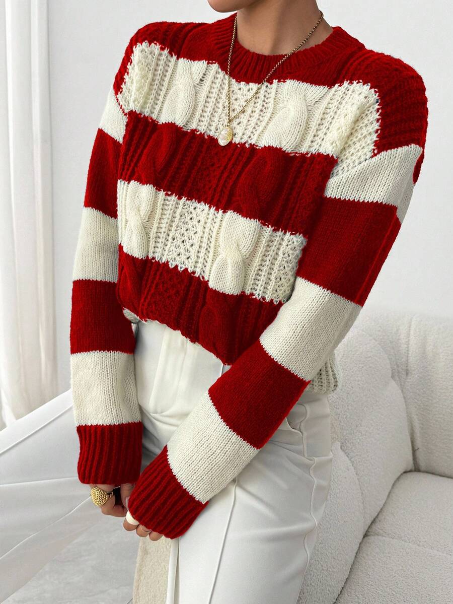 EMERY ROSE Solid Color Round Neck Casual Long Sleeved Sweater Pullover For New Year Clothes - Multicolor - View 1