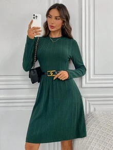 EMERY ROSE Casual Slim Fit Long Sleeve Women Dress, Suitable For Autumn/Winter Winter Dress Fall Dresses For Women Casual Dresses For Women Going Out Outfit, Christmas