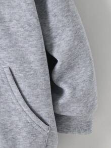 SHEIN Young Boys Casual Jacket Wtt Official Website, Boys' Winter Coat, Hooded Zip-Up Sweatshirt, School, Basic Tops, Winter Tops, Suitable For Spring, Summer, Autumn, Winter School, Garden, Beach, Birthday Fall - Grey - View 3