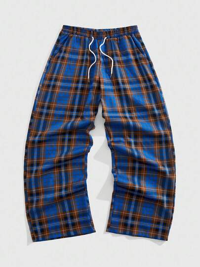 Prep Pantalones rectos casuales con cintura elástica y cordón para hombres, versátiles, para el otoño