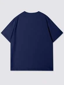 playeras de hombre Camiseta de manga corta informal con impresión de letras para hombre, de veranocamisas para hombre y2k  playeras de hombreplayera seleccion mexicana futbol - Azul marino - Ver 2