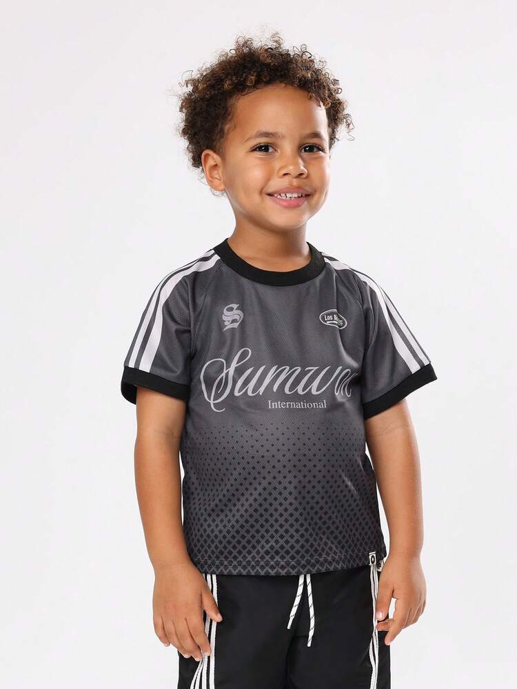 Diamond Pattern T-Shirt With Los Angeles Script Print