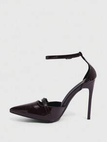 CUCCOO SZL Tacones altos de moda con diseño de hebilla y espalda descubierta para mujer - Café integral - Ver 5
