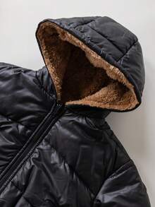 SHEIN 女婴可爱百搭保暖连帽夹克，秋冬 - 黑色 - 查看 7