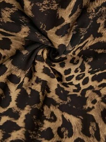 SHEIN VCAY Plus Size Women Leopard Floral Print Chiffon Skirt, Casual Holiday Versatile Long Skirt For Autumn/Winter