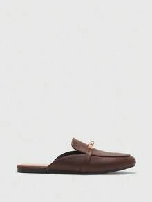 CUCCOO BIZCHIC Women's Round Toe Flat Casual Mule Shoes, Comfortable Loafers For Commuting, Shopping, Dating For Christmas Spring Shoes Fall Shoes - Brown - View 7