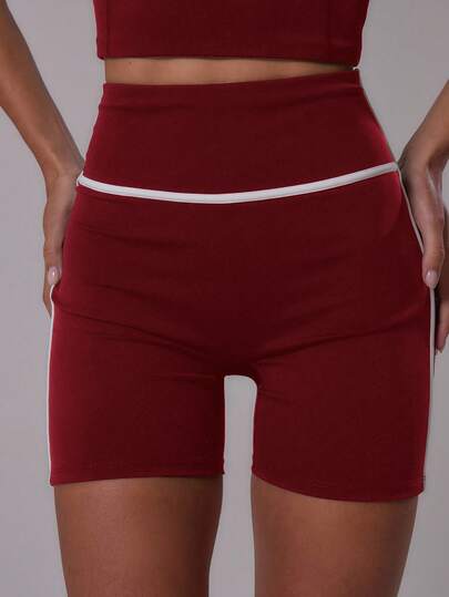 Musera Sport 运动高腰撞色滚边修身短裤活力健身房锻炼夏季 Padel 俱乐部健身房健身