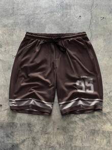 AXEPEAK 男士数码印花网眼宽松短袖T恤套装 - 棕色 - 查看 11