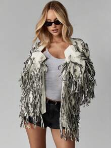 MISSGUIDED كارديجان محبوك بخيوط متشابكة كبير الحجم مفتوح الأمام بأكمام طويلة ناعم ودافئ ذو ملمس متموج، قطعة أزياء بوهيمية مميزة للمواسم الباردة - متعدد الألوان - مشاهدة 3