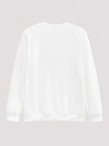 Open Phase STONE DISTRICT 男士极简印花圆领长袖卫衣，图案卫衣，学院风，套头衫，秋冬春夏皆宜 - 白色 - 查看 2