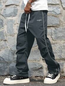 Manfinity Hypemode Men's Street Collegiate Style Pants, Fall - Dark Grey - View 6