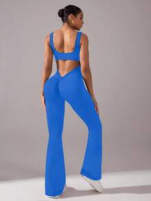 Core Rhythm Seamless Yoga Jumpsuit/Sexy Backless/Deep V Back/Casual & Sports All Match
